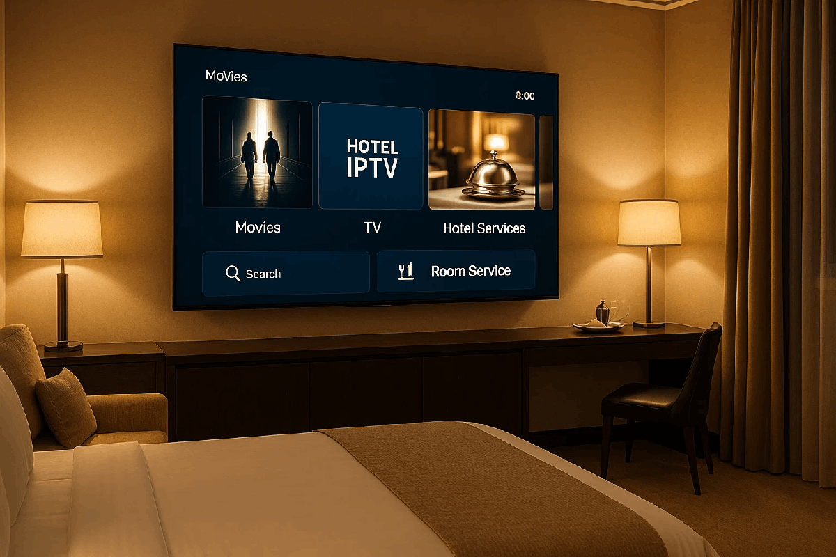 Giao diện IPTV trong phòng khách sạn cao cấp